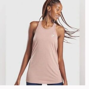 GYMSHARK Dusty Pink Open Sleeve Long Tank Top Size Small